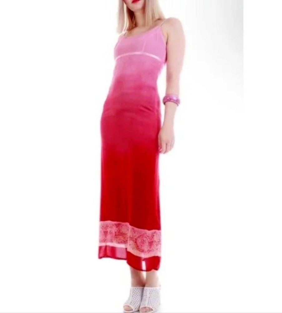 Vintage American Eagle 90s Slip Pink Ombre Maxi Dress size 6